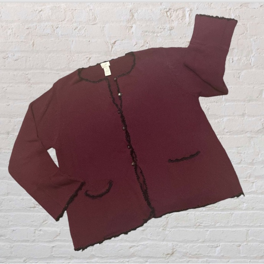 J. Jill Cardigan Sweater with Chenille Trim
